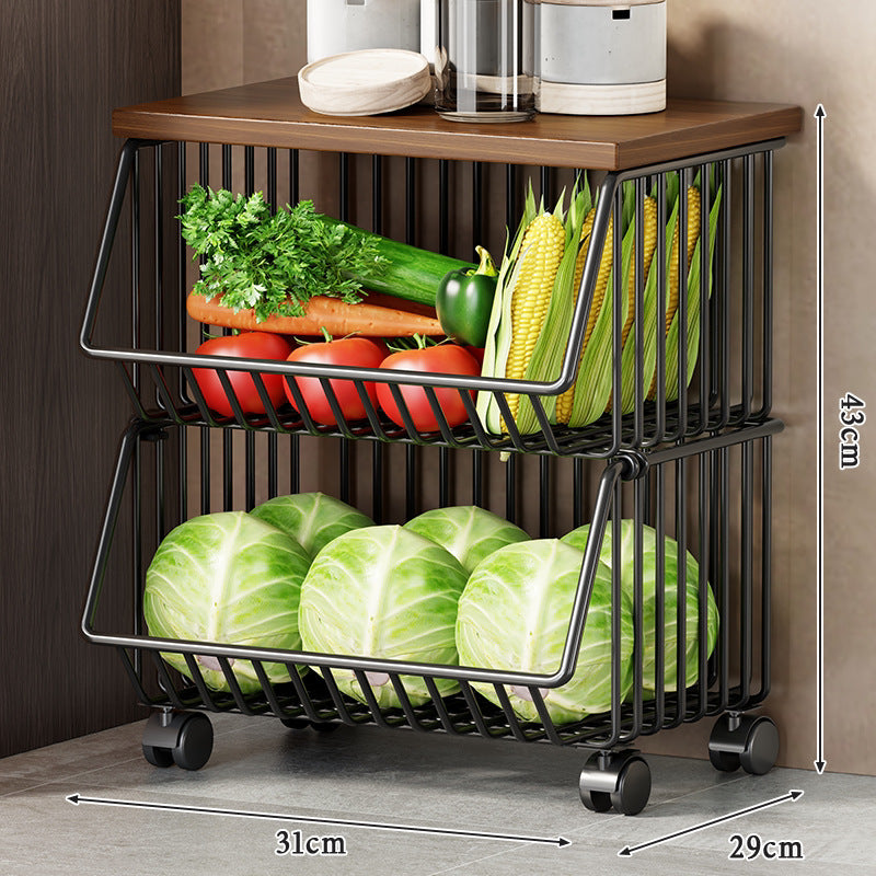 Slim Five-Tier Rolling Metal Kitchen Pantry Storage Rack with Wire Baskets