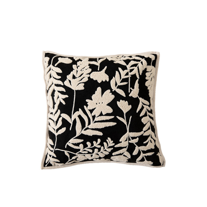 Decorative cushion cover with floral flock application