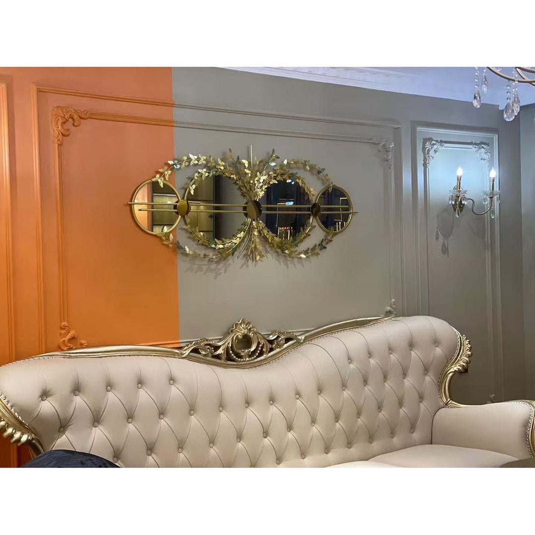Elegant Botanical Wall Mirror with Decorative Floral Accents
