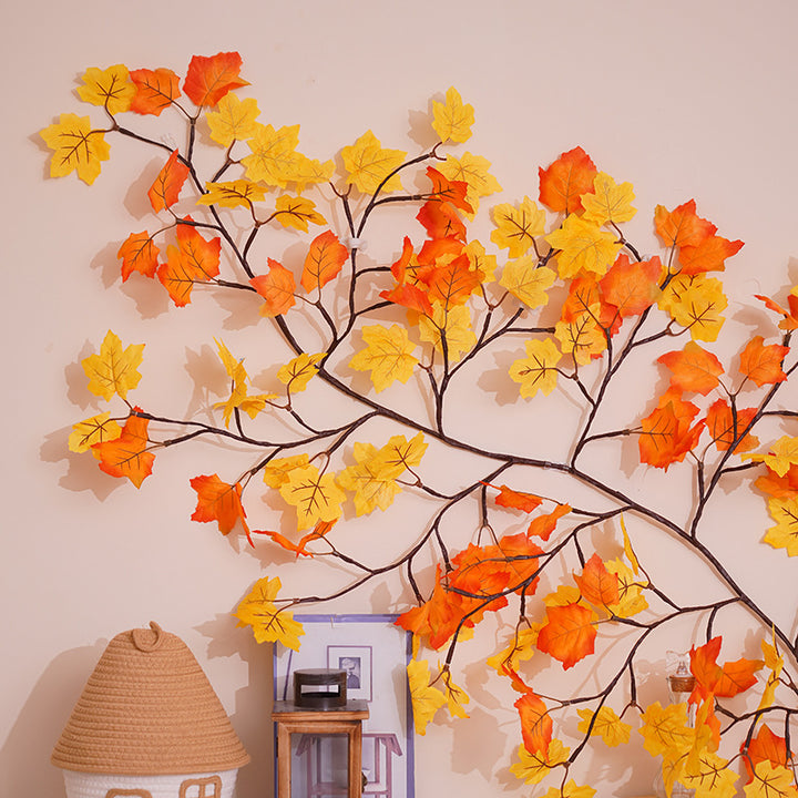 Autumn decorative LED maple leaf wall garland