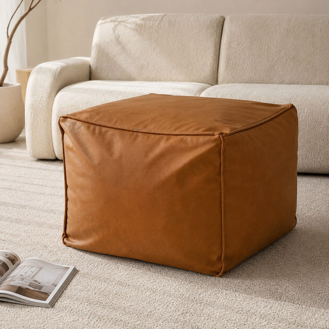 Leather Pouf Ottoman