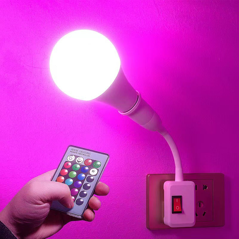 Smart RGB LED bulb with infrared remote control and swiveling socket adapter