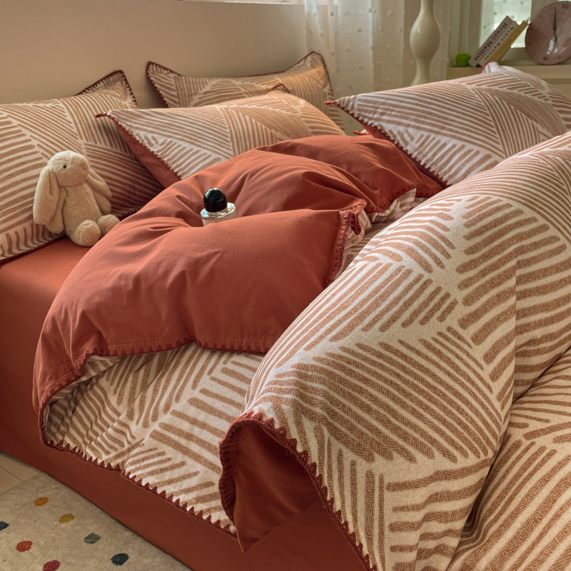 Textured Geometric Pattern Bedding Set