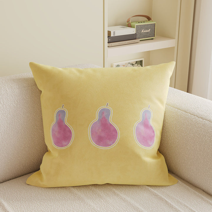 Decorative Square Throw Pillow Cover with Watercolor Lychee Botanical Print and Hidden Zipper