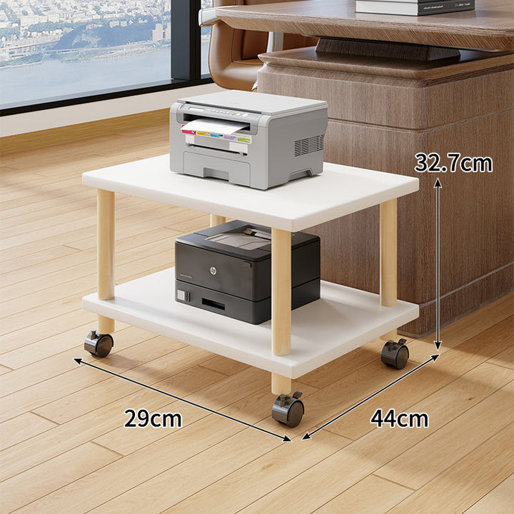 Compact Mobile Tiered Wooden Printer Stand with Swivel Casters