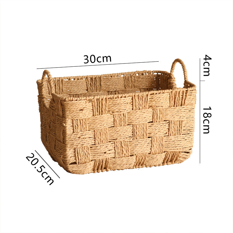 Structured storage basket made of natural material