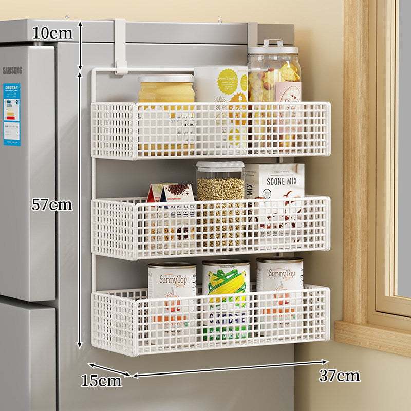 Over-Door Two Tier Metal Mesh Hanging Kitchen Storage Basket Organizer with Hooks