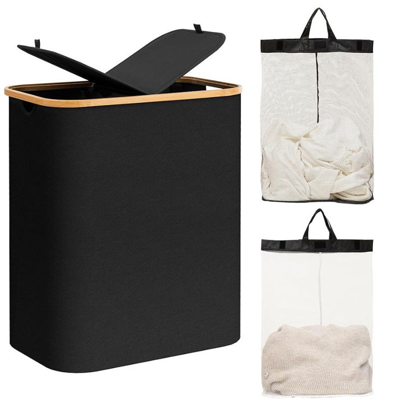 Laundry basket with practical lid and carrying handles