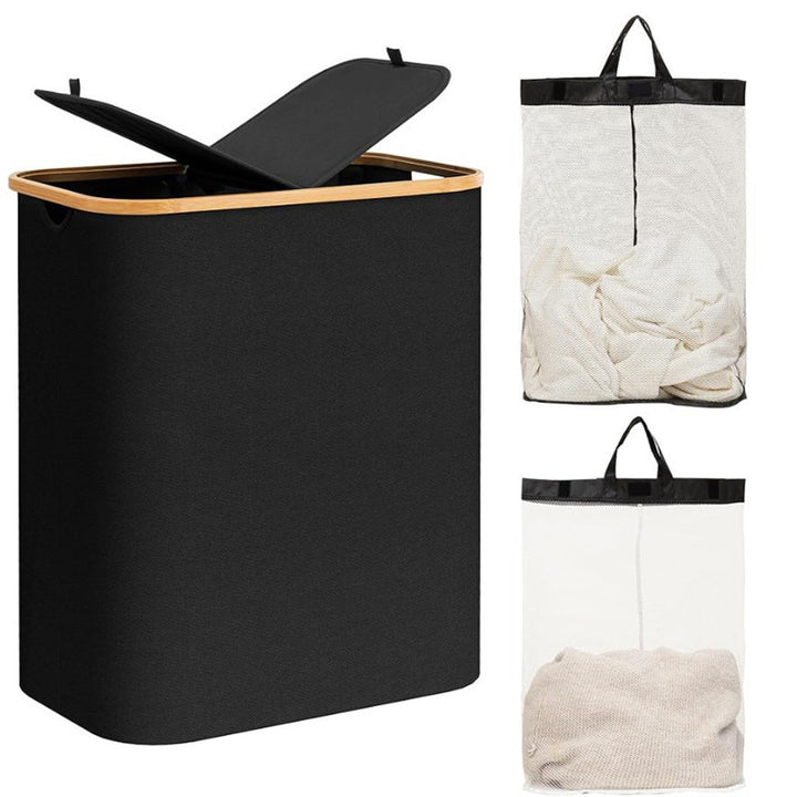 Laundry basket with practical lid and carrying handles