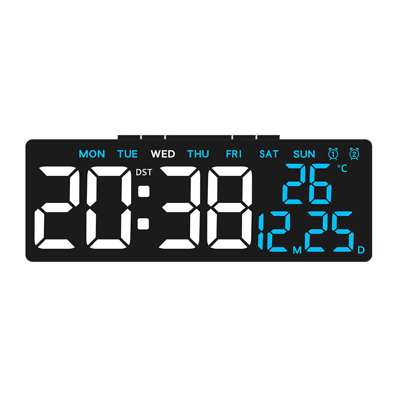 Digital alarm clock with large, clear LED display and temperature display