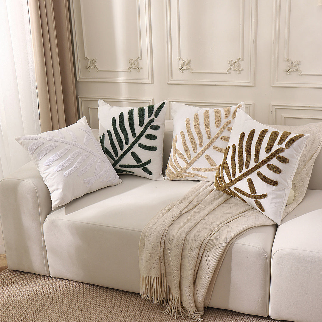 Textured Leaf Pattern Decorative Throw Pillow