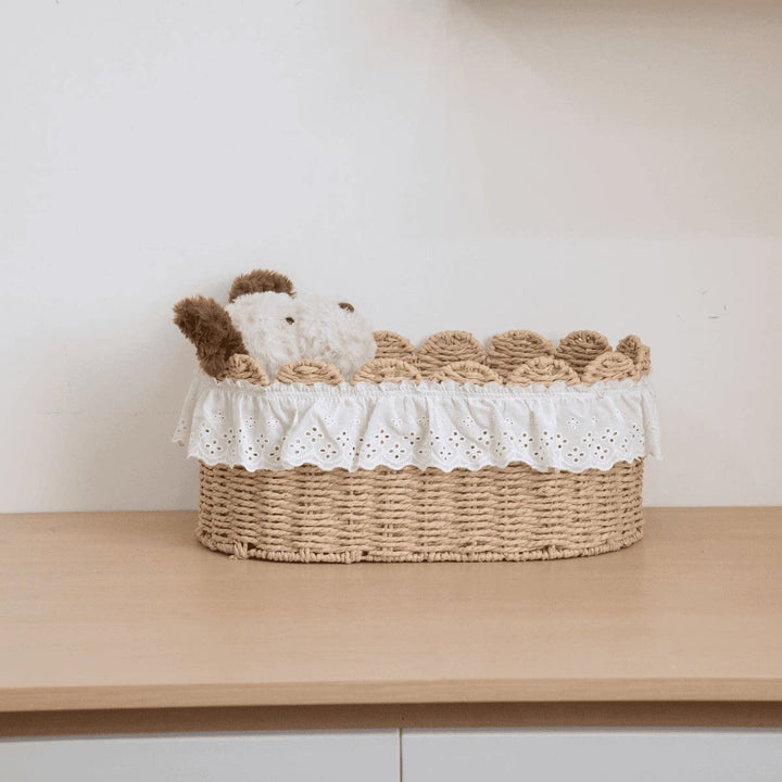 Charming storage basket with ruffle detail