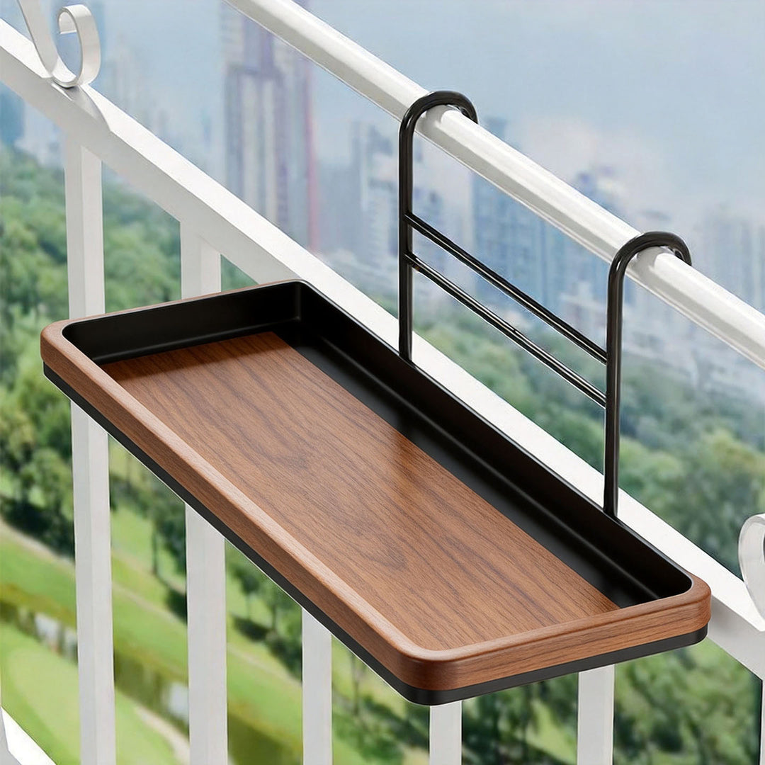 Balcony-Hung Ventilated Shoe Shelf with Drainable Mesh Base and Adjustable Dividers