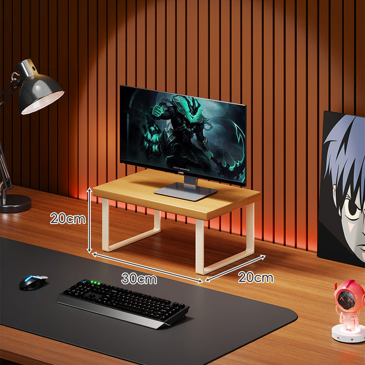 Solid Wood Monitor Riser with Minimal U-Frame Metal Legs