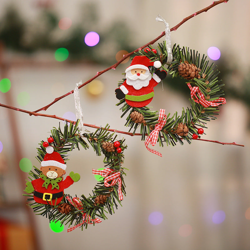 Festive Pine Cone Wreath with Reindeer Decoration