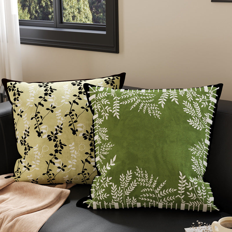 Botanical Microfiber Suede Throw Pillow Cover with Hidden Zipper