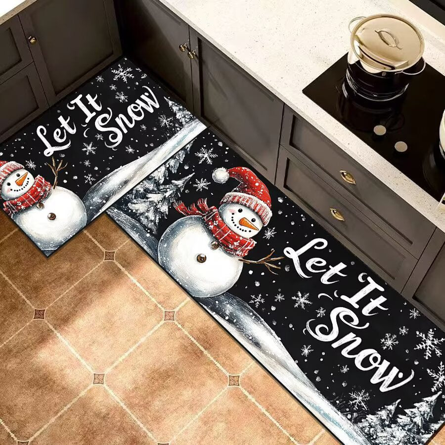 Christmas-Themed Kitchen Runner Mat for Home