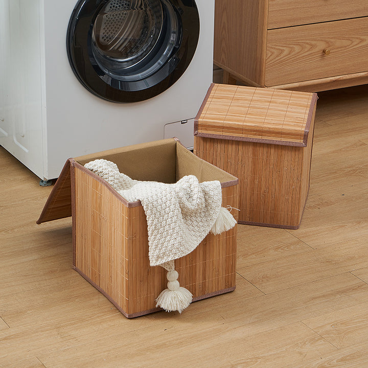Laundry basket made of natural bamboo