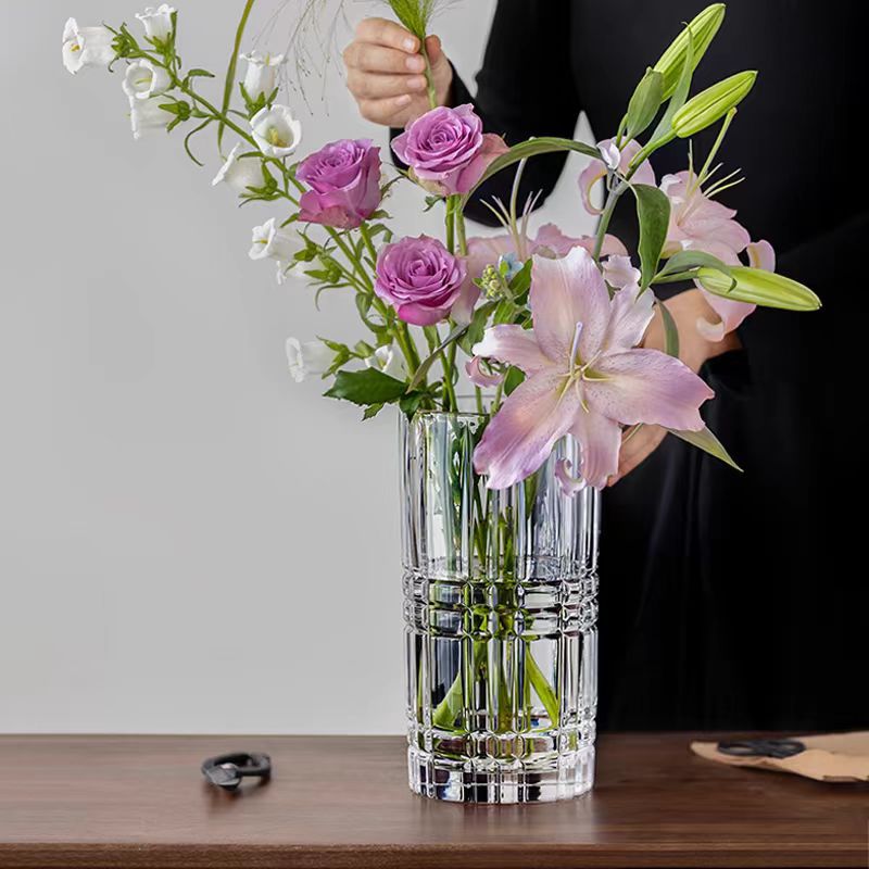 Geometric Cut Glass Vase