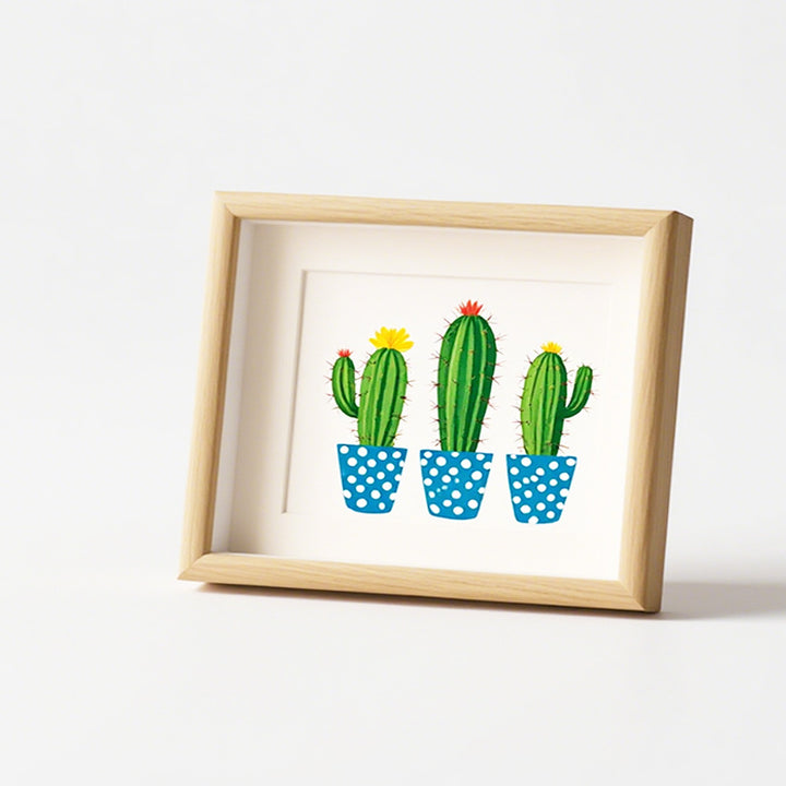 Stylish Cactus Illustration Wall Art Frame