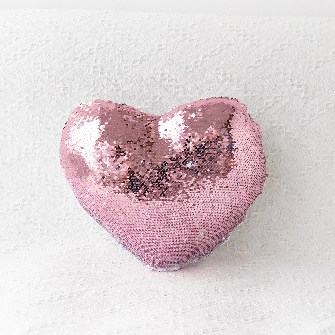 Heart-Shaped Sequin Throw Pillow