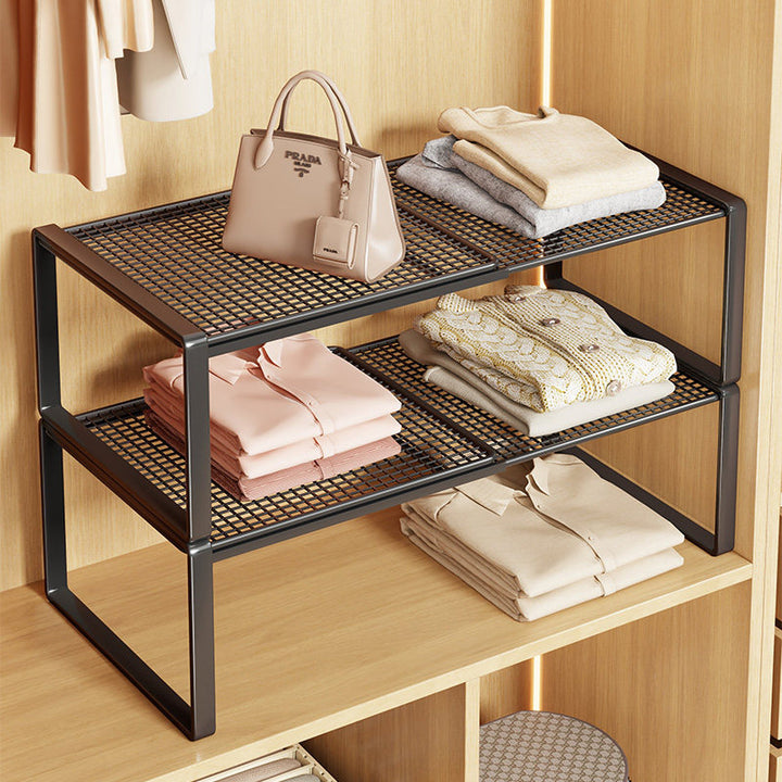 Adjustable Metal Mesh Closet Shelf Riser Organizer