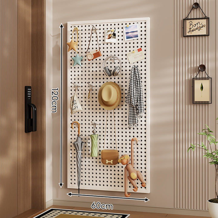 Wall-Mounted Perforated Pegboard Organizer Panel with Metal Frame