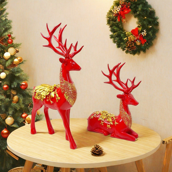 Artful decorative figure of a magnificent deer with floral details