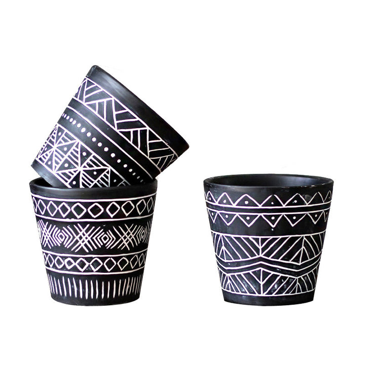 Decorative plant pots in Ethno style