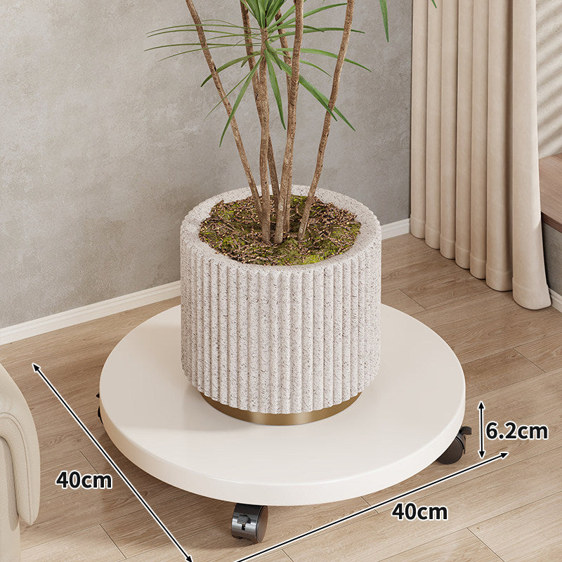 Round Wooden Rolling Plant Caddy