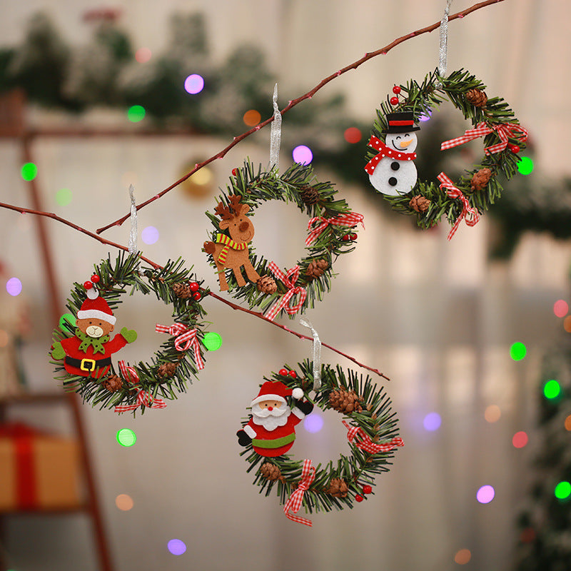 Festive Pine Cone Wreath with Reindeer Decoration