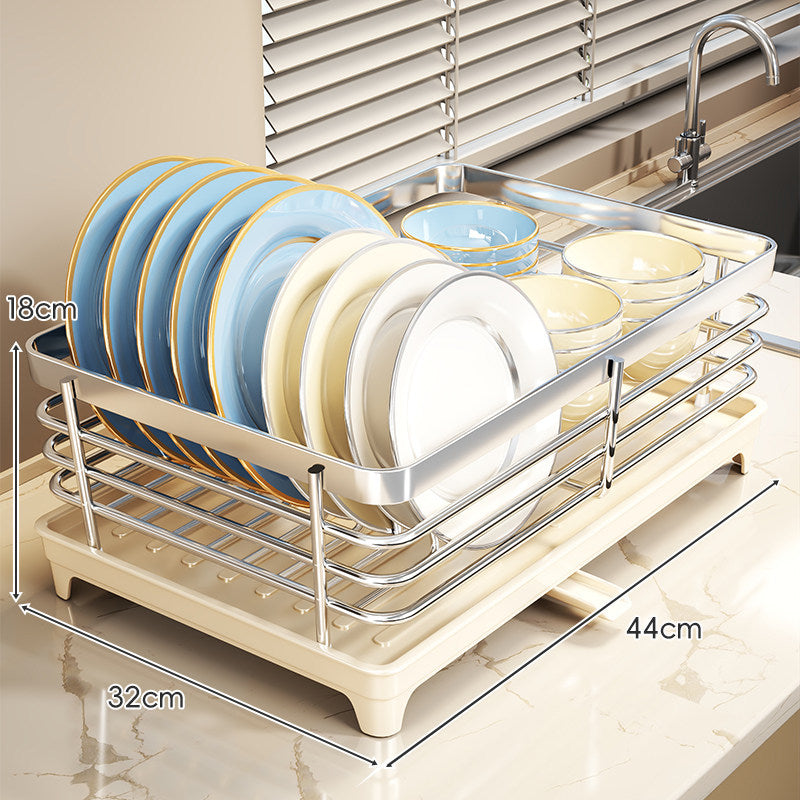 Stainless Steel Plate and Bowl Drying Rack with Removable Drip Tray