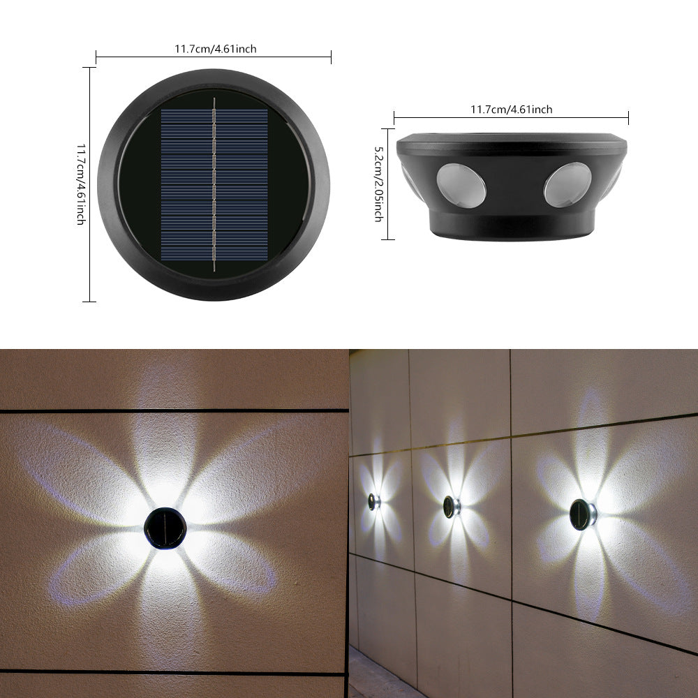 Outdoor Solar Wall Sconce Multi-Beam Decorative LED Accent Light