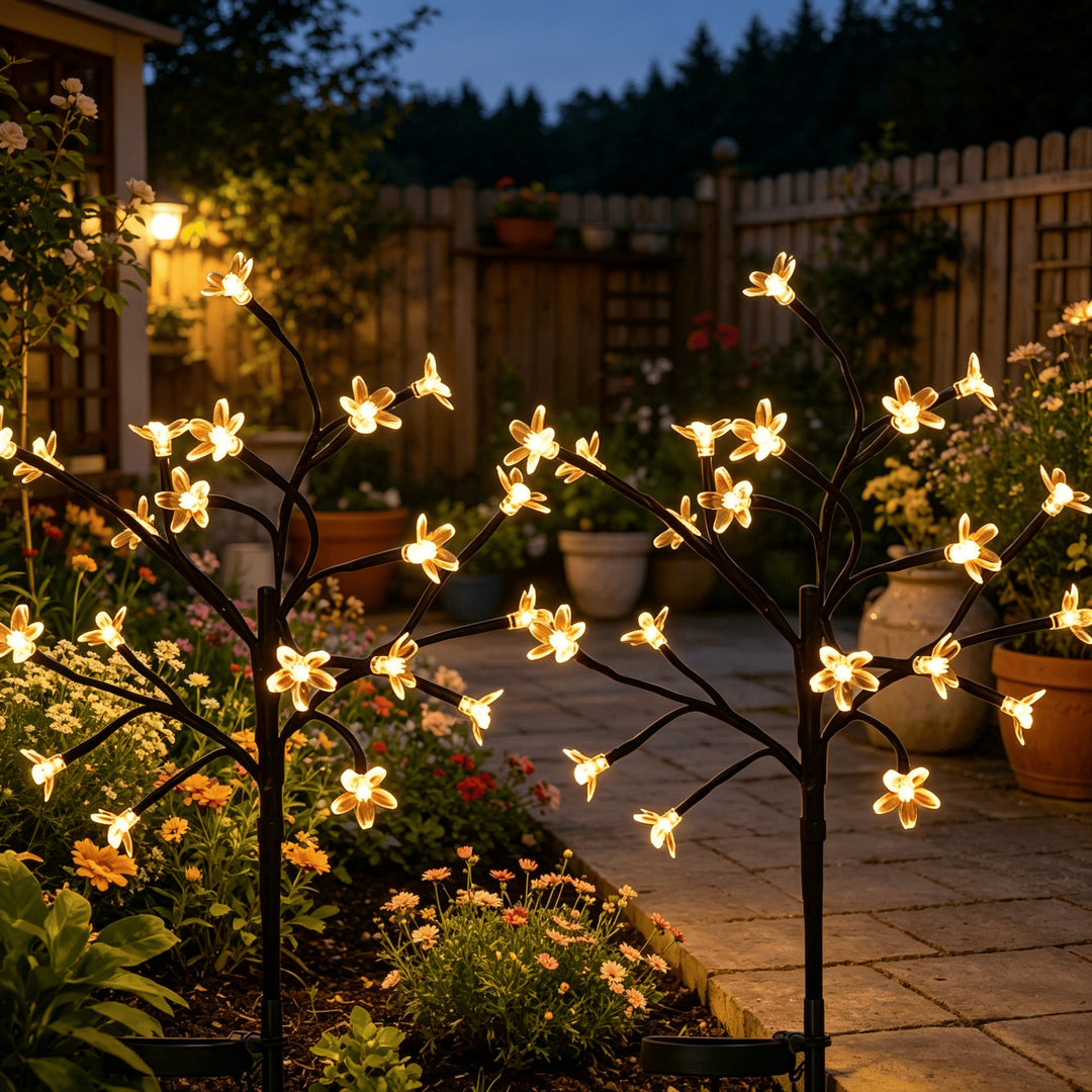 Battery-operated animated bat and spider LED string lights for outdoor Halloween display