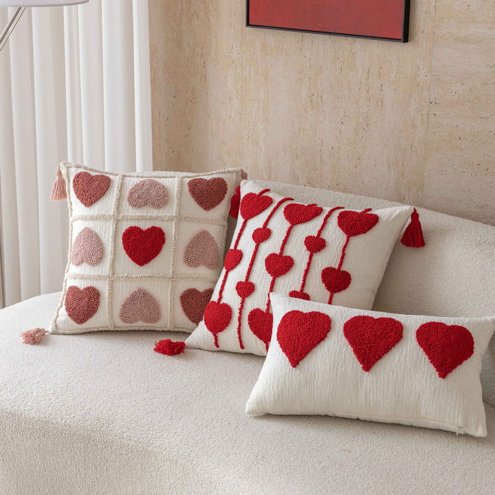 Textured Love Embroidered Throw Pillow