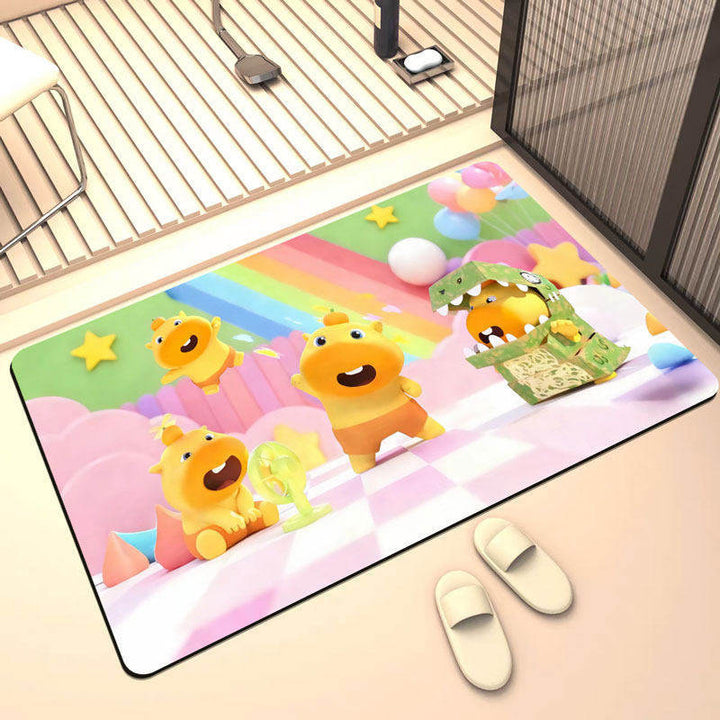 Playful Cartoon-Themed Bath Mat