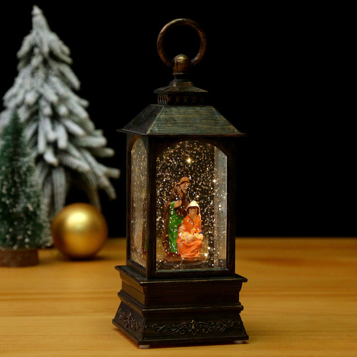 Nostalgic Christmas lantern with moving scene