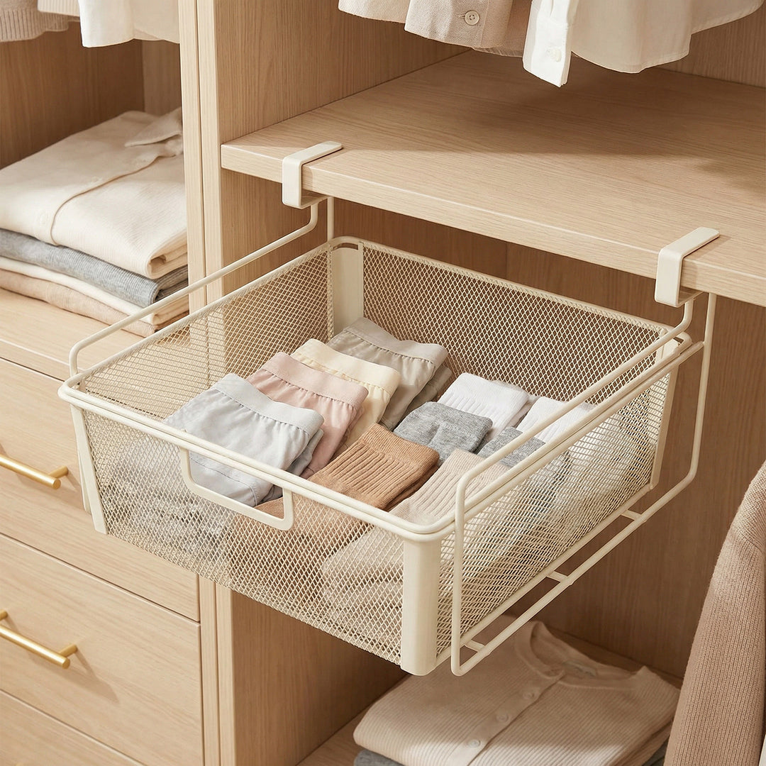 Under-Shelf Pull-Out Mesh Storage Basket
