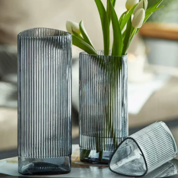 Stylish Vertical Striped Glass Vase