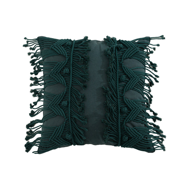 Macrame Front Cushion with Hand-Knotted Fringe Trim