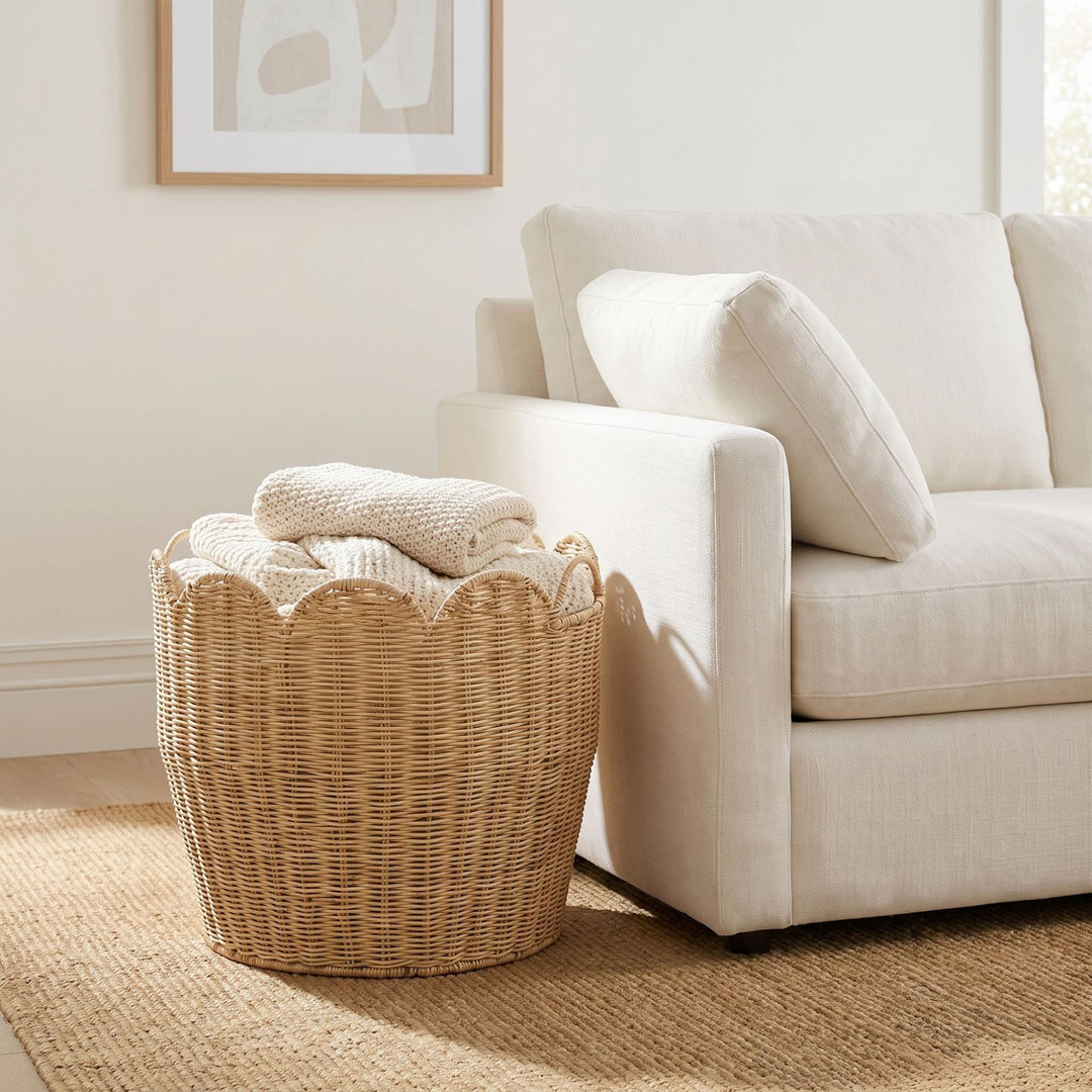 Stylish laundry basket with wave edge