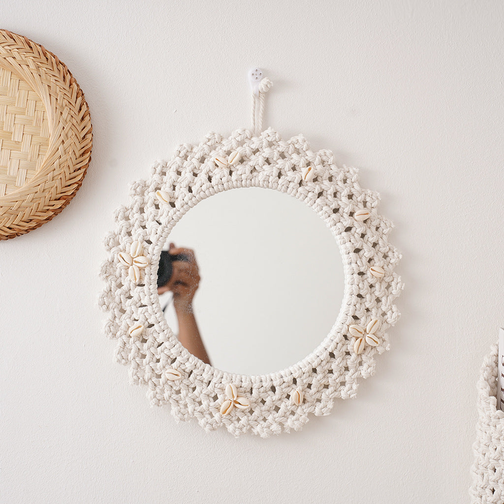 Decorative Macrame Star-Shaped Wall Mirror