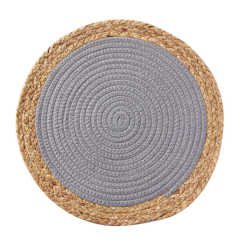 Round woven cotton braided rug for living and entrance area
