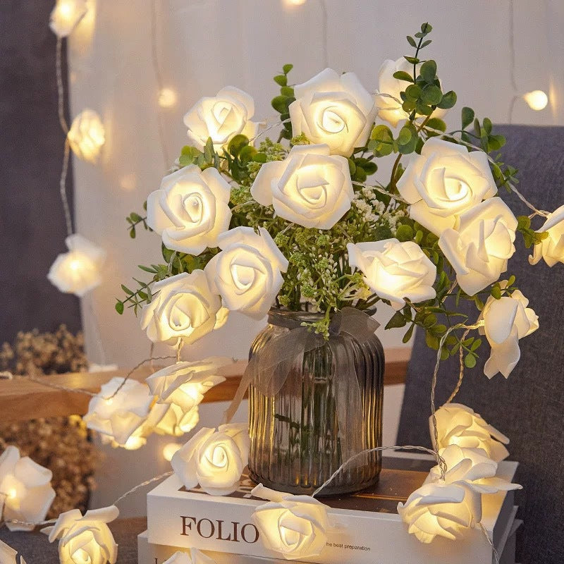 Decorative Foam Rose LED Garland for Table Decorations