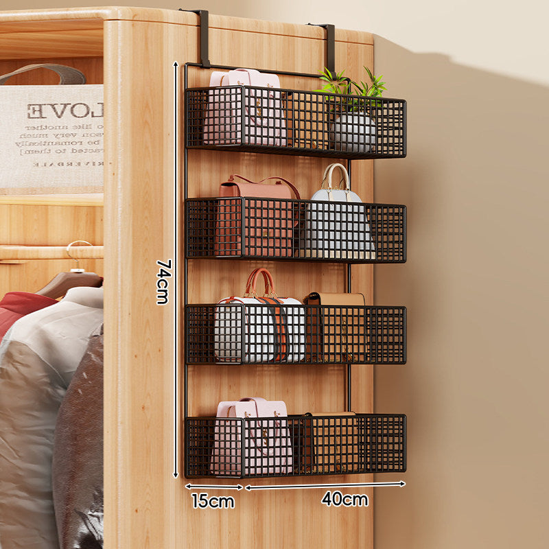 Over-the-Door Multi-Tier Metal Grid Hanging Storage Organizer