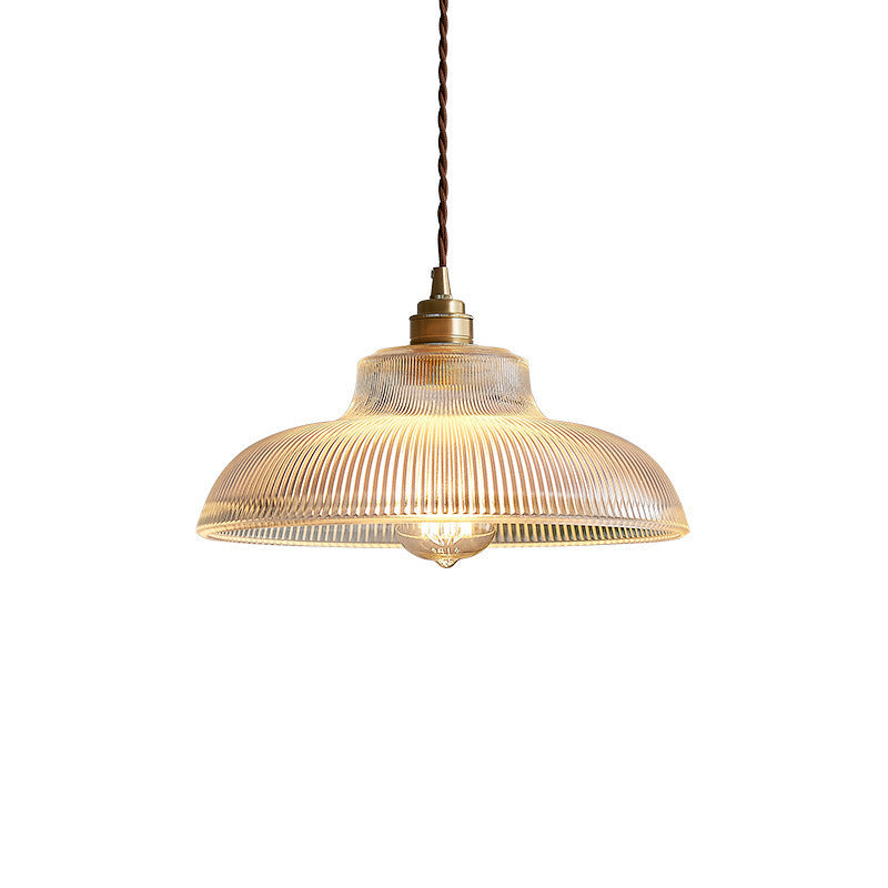 Rillenglas Industrial Pendant Light with Brass Socket