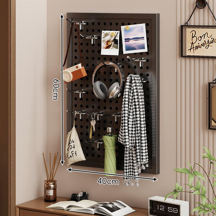 Wall-Mounted Perforated Pegboard Organizer Panel with Metal Frame