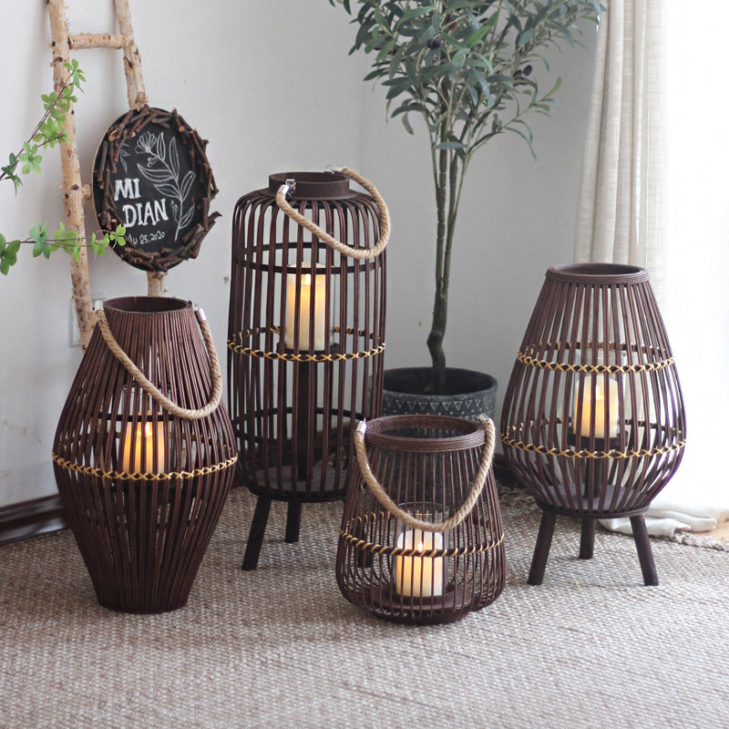Rustic Rattan Lantern
