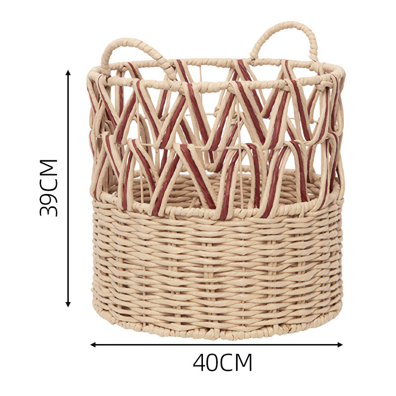 Braided storage basket with elegant accents