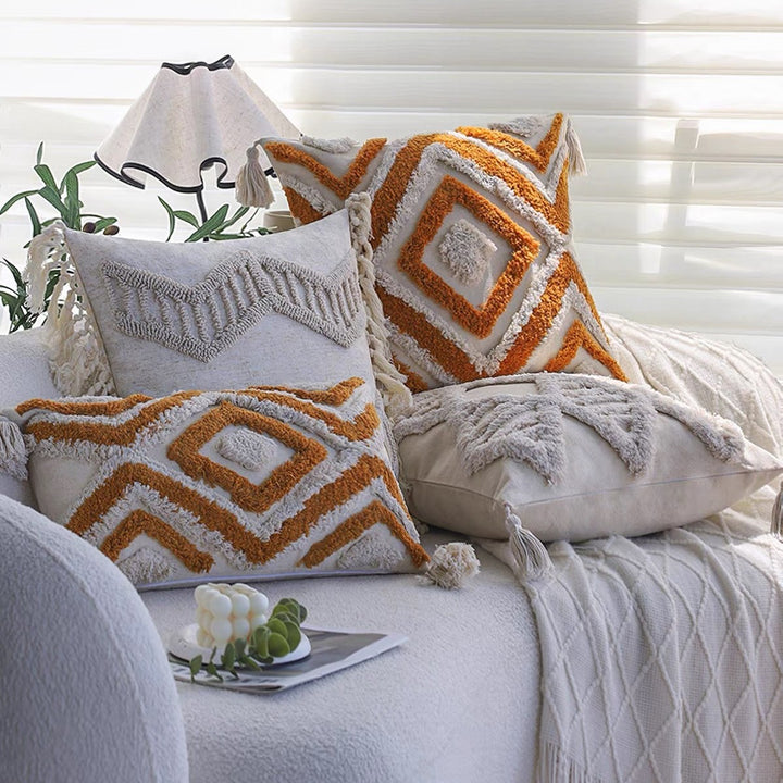 Textured Geometric Accent Cushion